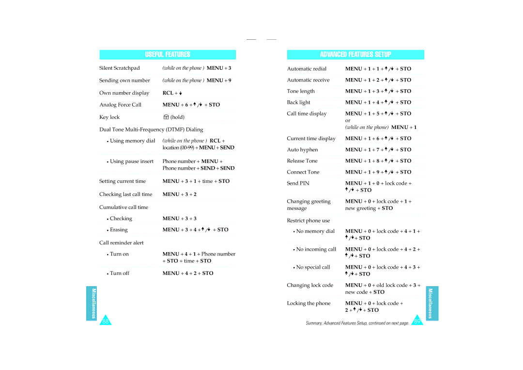 Samsung SCH-110SMOHFK manual Useful Features 