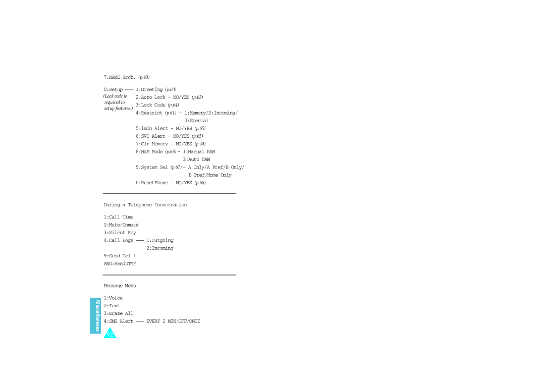 Samsung SCH-110SMOHFK manual 7NAME Srch. p.40 