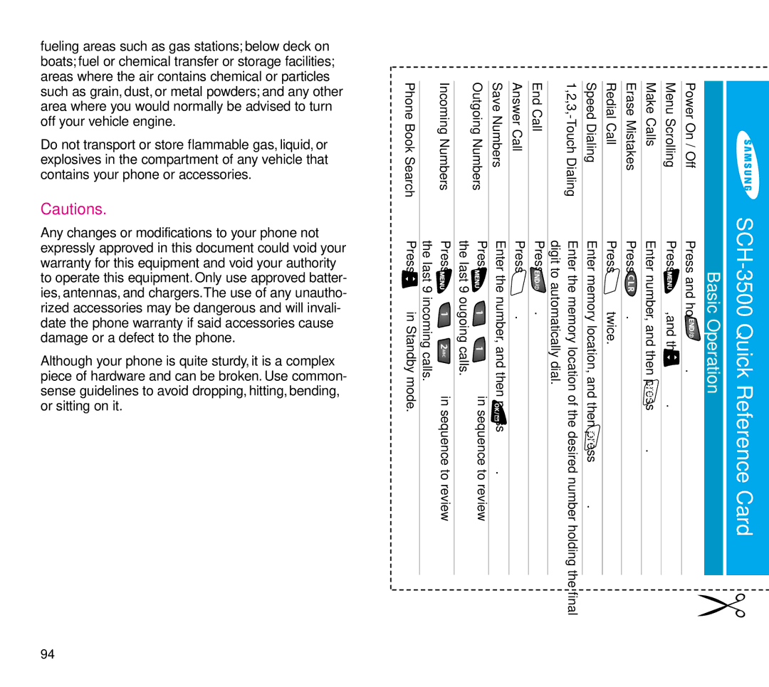 Samsung SCH-3500 manual Card 