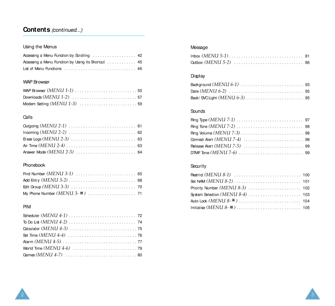 Samsung SCH-A212 user manual Contents 