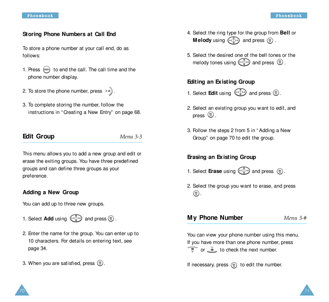 Samsung SCH-A212 user manual Edit Group, My Phone Number 