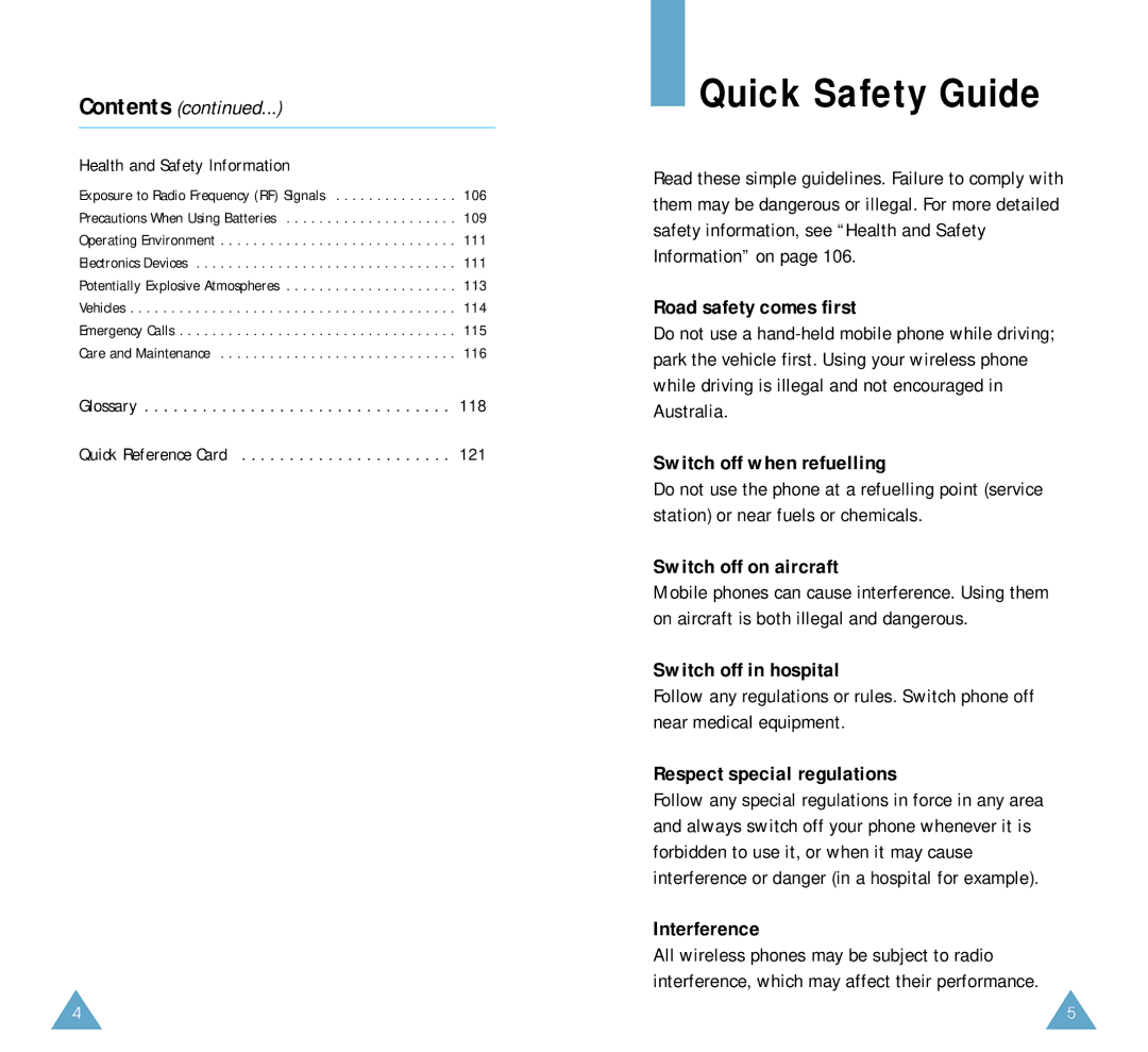 Samsung SCH-A212 user manual Quick Safety Guide 