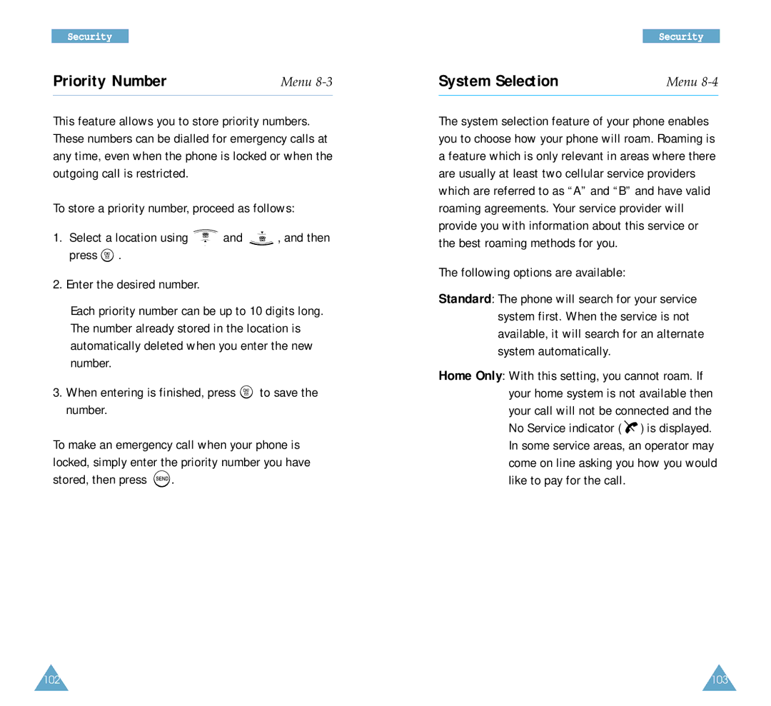 Samsung SCH-A212 user manual Priority Number, System Selection, Stored, then press 