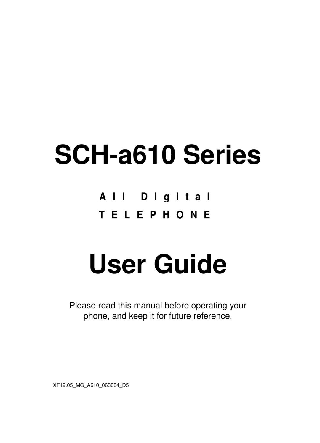 Samsung manual SCH-a610 Series 