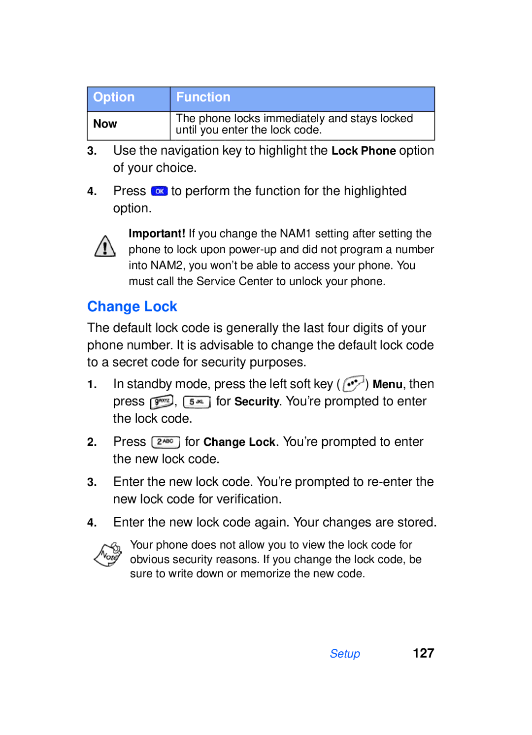 Samsung SCH-a610 manual Change Lock, Now 