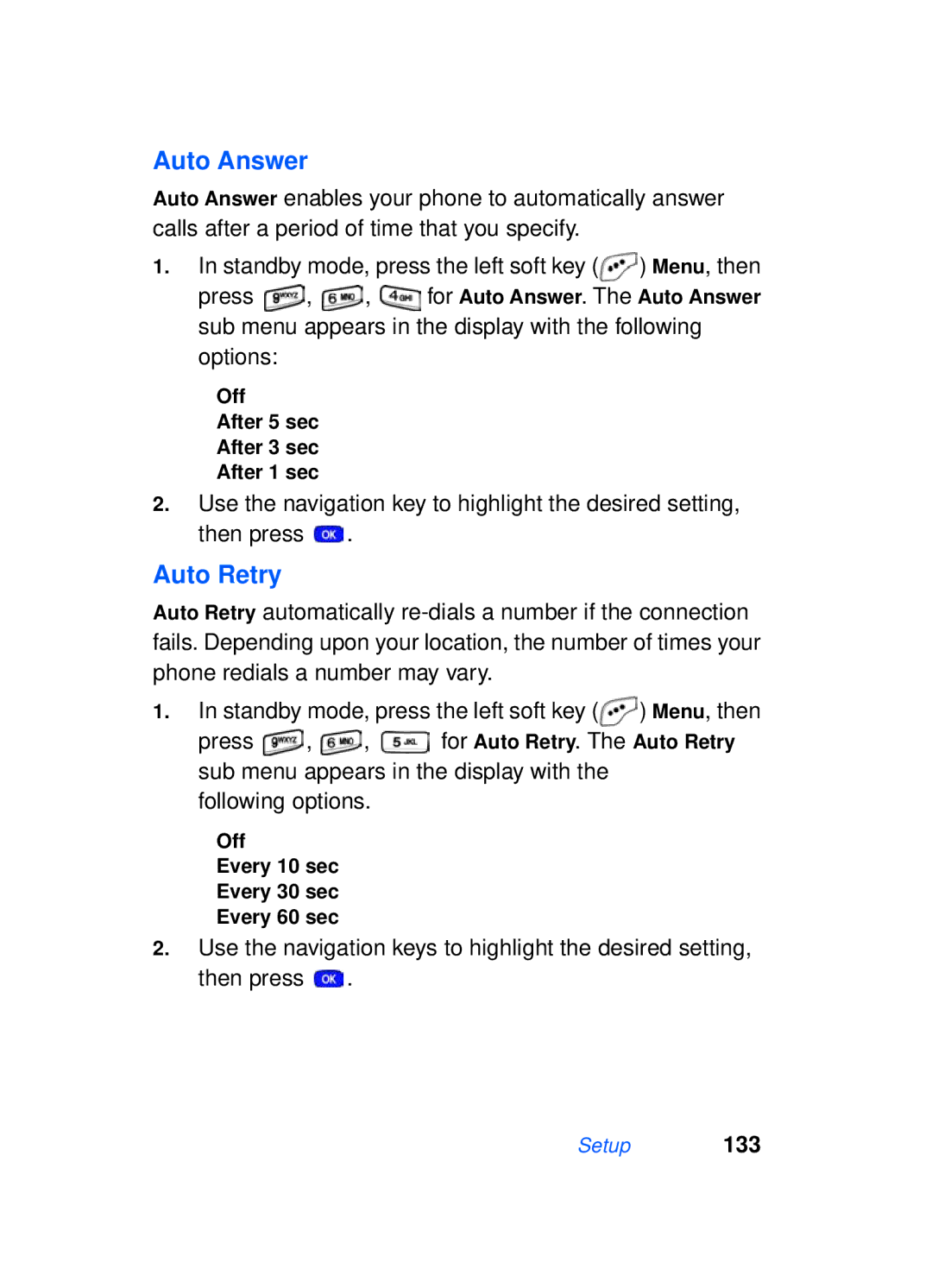 Samsung SCH-a610 manual Auto Retry, Off Every 10 sec Every 30 sec Every 60 sec 