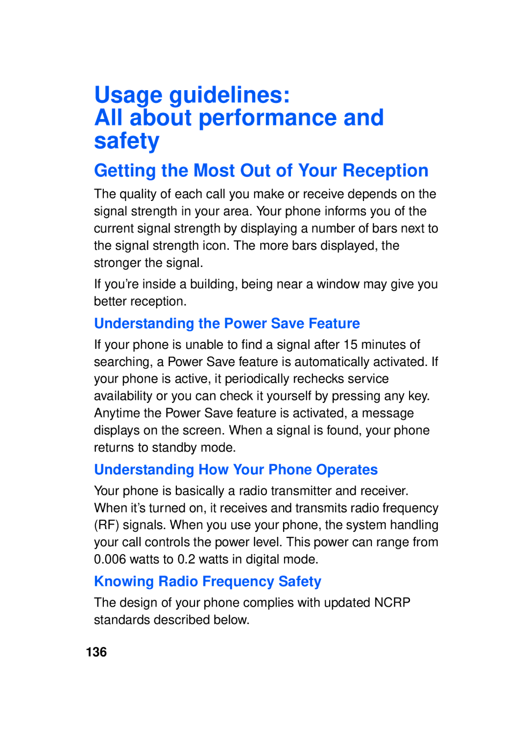 Samsung SCH-a610 manual Usage guidelines All about performance and safety, Getting the Most Out of Your Reception 