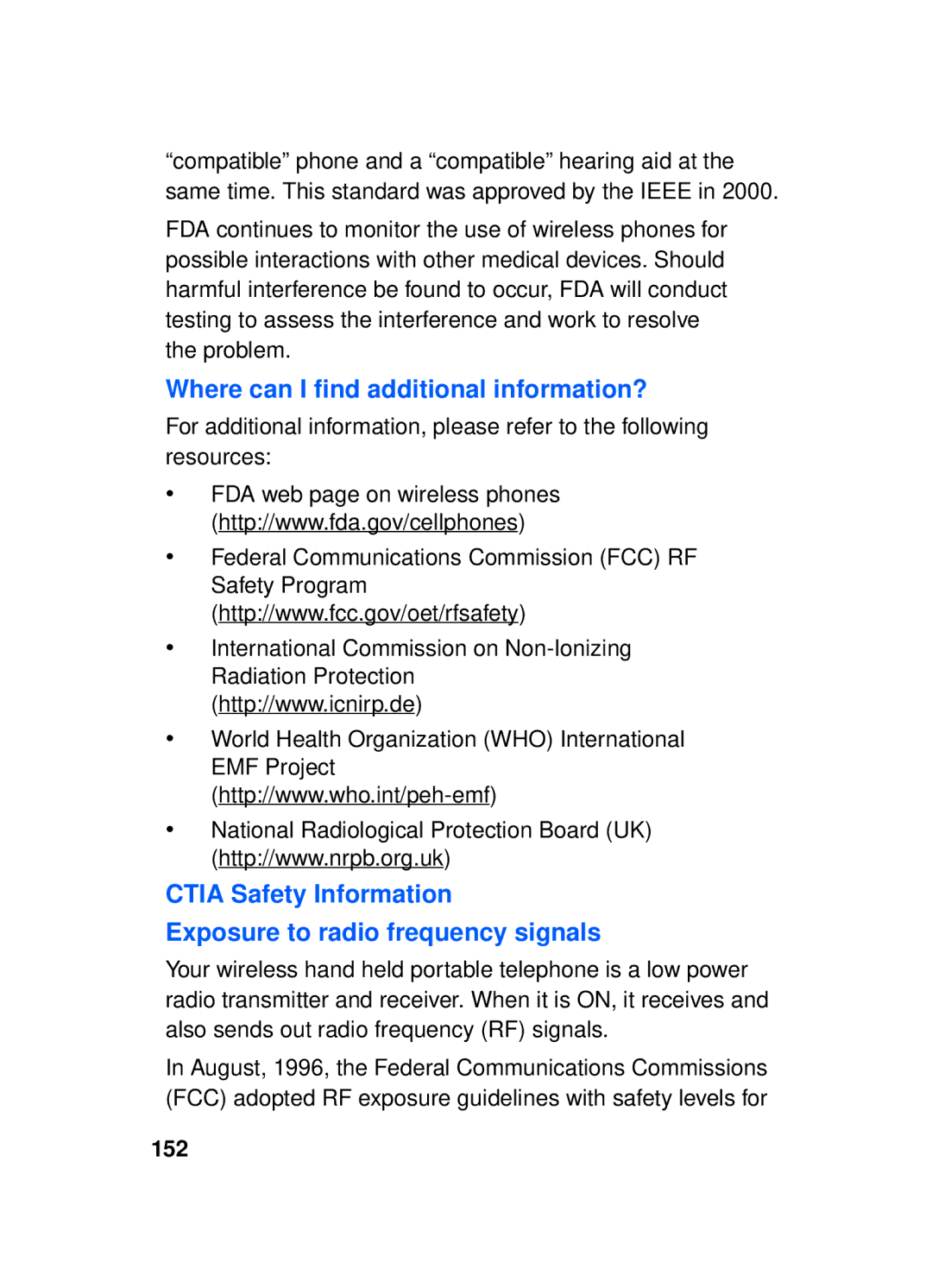 Samsung SCH-a610 Where can I find additional information?, Ctia Safety Information Exposure to radio frequency signals 