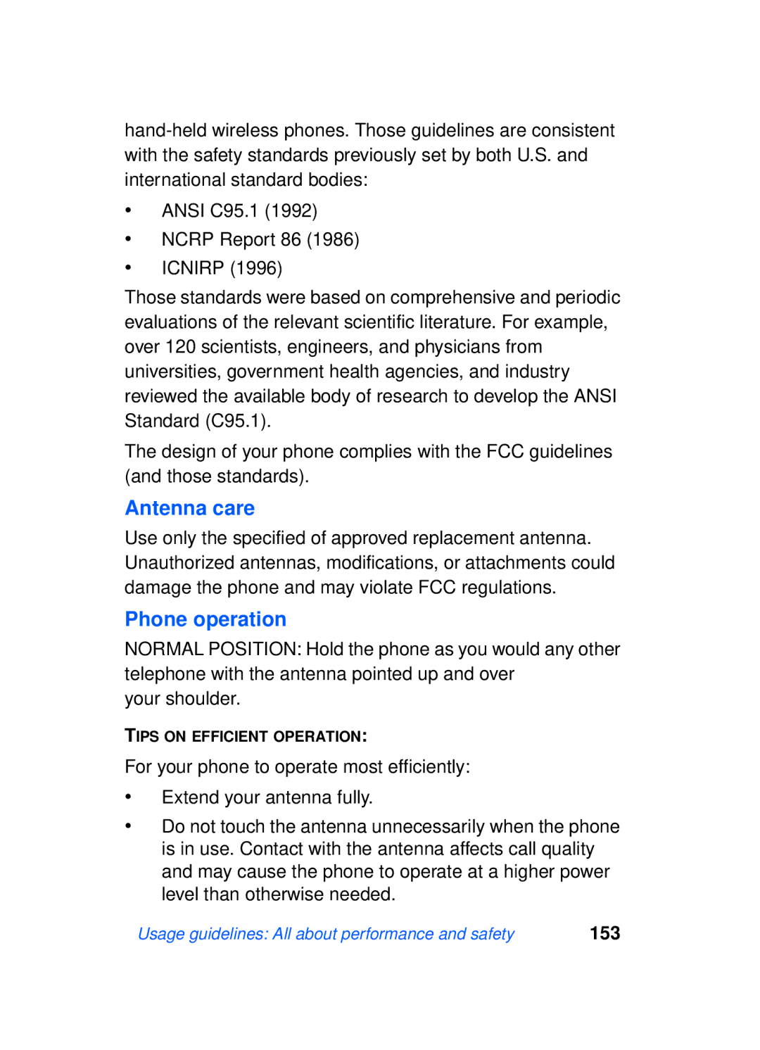 Samsung SCH-a610 manual Antenna care, Phone operation 