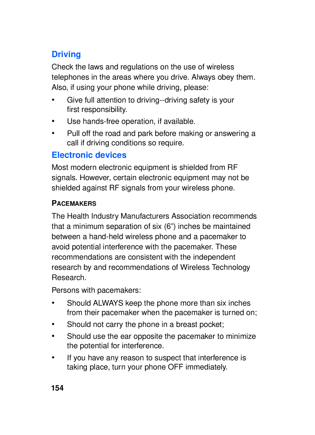 Samsung SCH-a610 manual Driving, Electronic devices, 154 