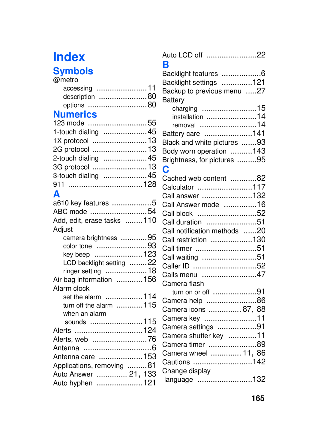 Samsung SCH-a610 manual 165 