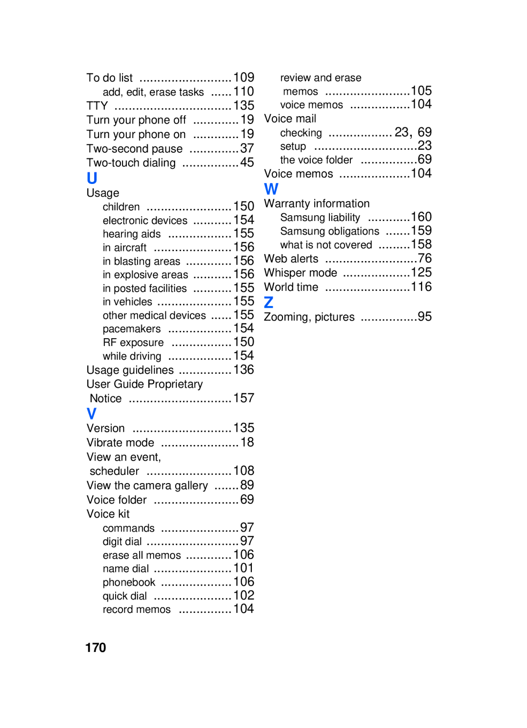 Samsung SCH-a610 manual 170 