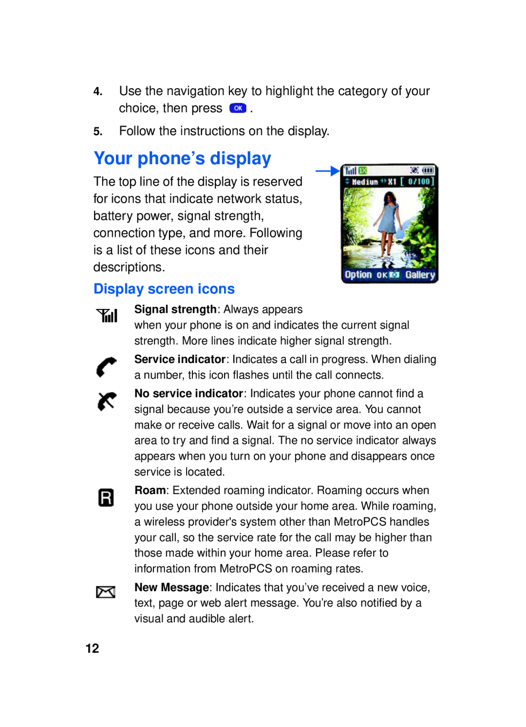 Samsung SCH-a610 manual Your phone’s display, Display screen icons 