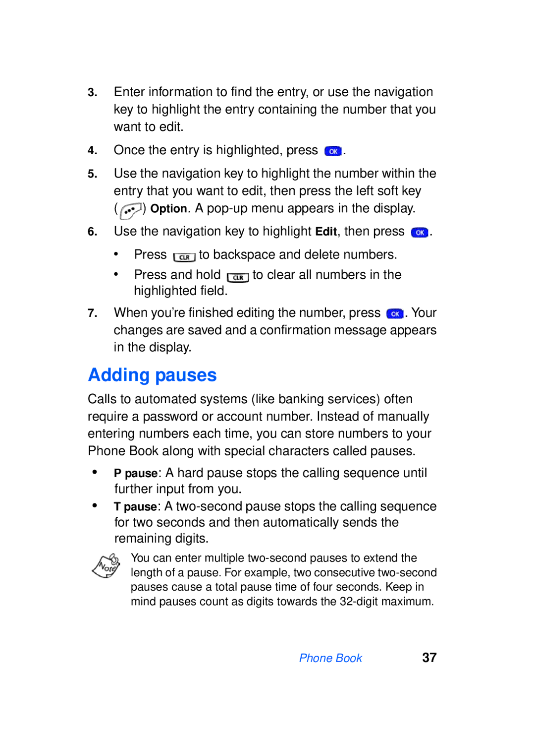 Samsung SCH-a610 manual Adding pauses 