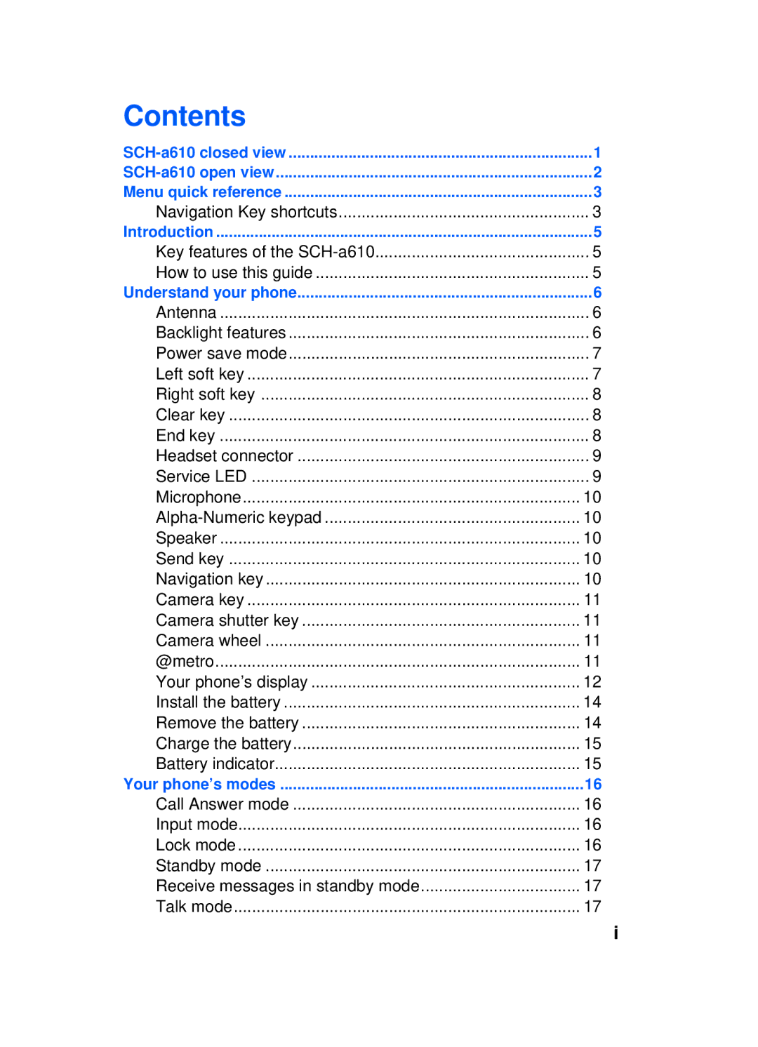 Samsung SCH-a610 manual Contents 