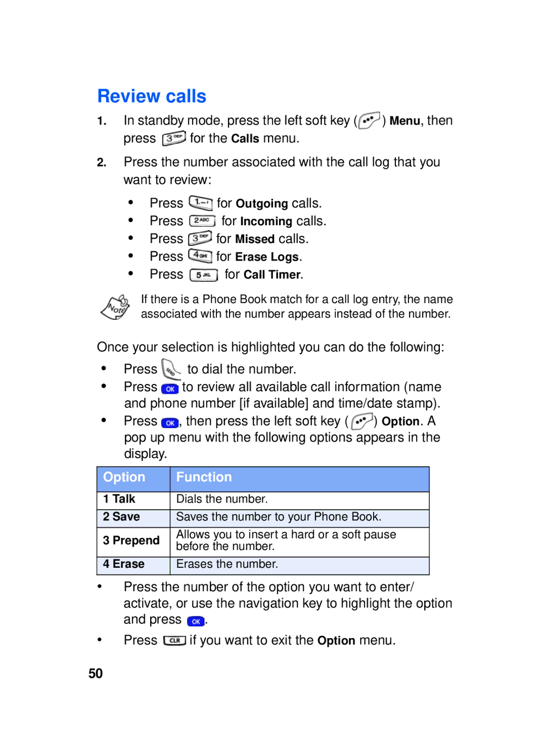 Samsung SCH-a610 manual Review calls, Talk 