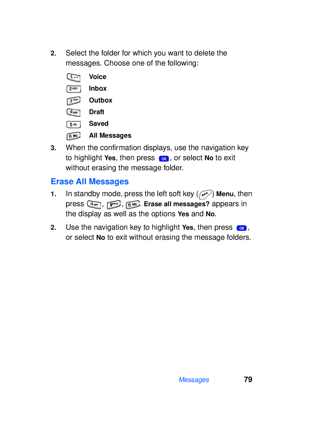 Samsung SCH-a610 manual Erase All Messages, Voice Inbox Outbox Draft Saved All Messages 