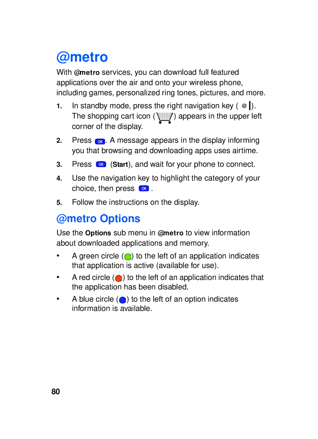 Samsung SCH-a610 manual @metro Options 