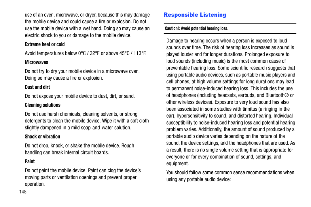 Samsung SCH-I500RKAUSC user manual Responsible Listening 