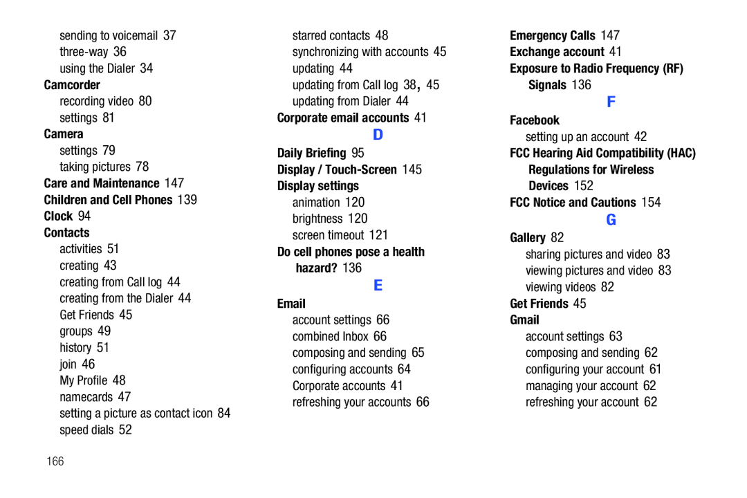 Samsung SCH-I500RKAUSC user manual Camcorder, Do cell phones pose a health hazard?, Facebook, Get Friends Gmail 