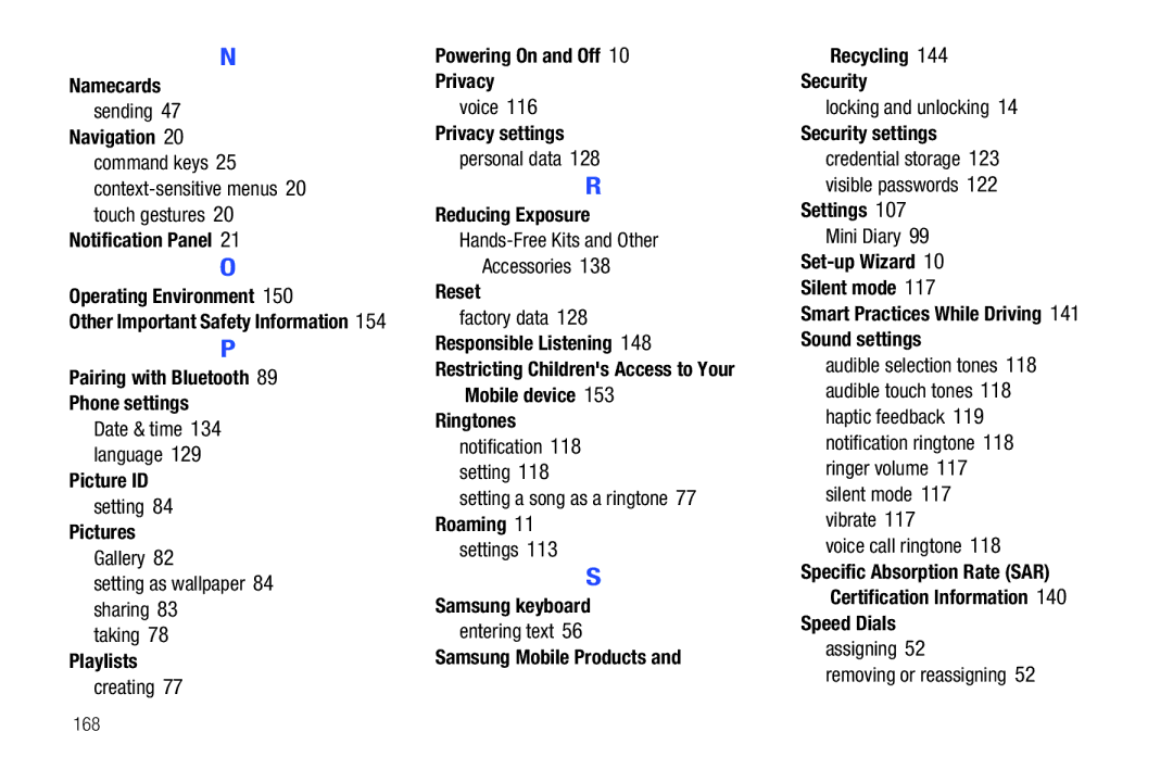 Samsung SCH-I500RKAUSC Namecards, Navigation, Operating Environment, Pairing with Bluetooth Phone settings, Picture ID 