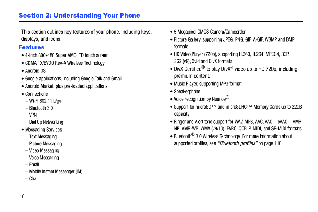 Samsung SCH-I500RKAUSC user manual Understanding Your Phone, Features 