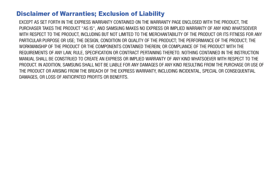 Samsung SCH-I500RKAUSC user manual Disclaimer of Warranties Exclusion of Liability 