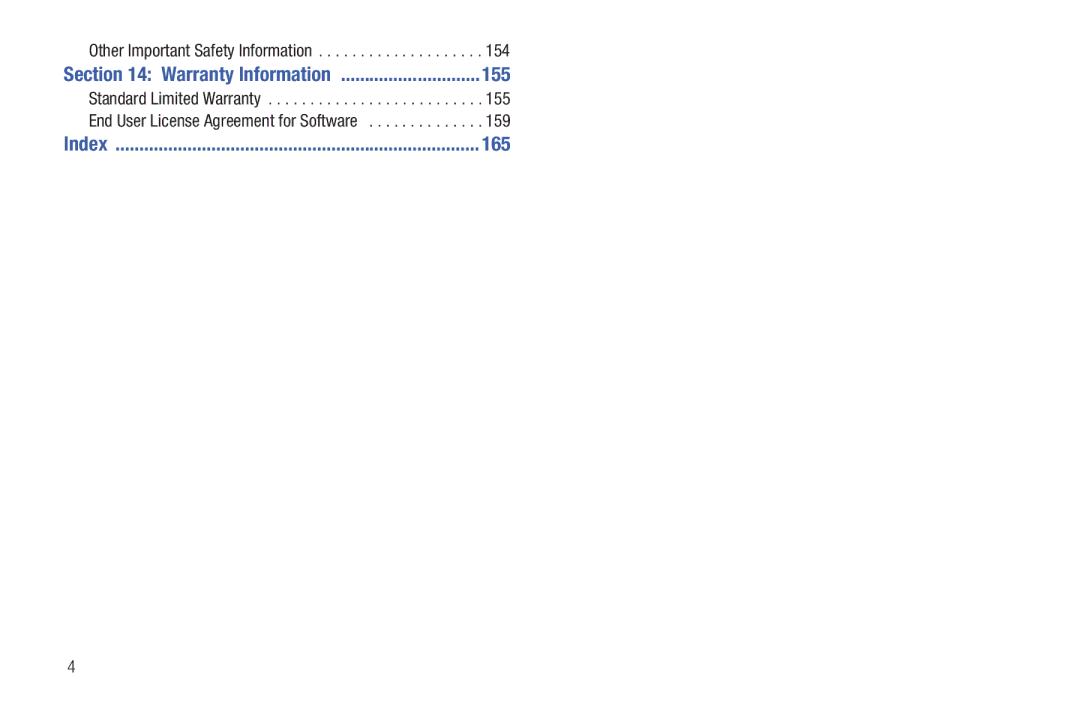 Samsung SCH-I500RKAUSC user manual Other Important Safety Information, 155, 159, 165 