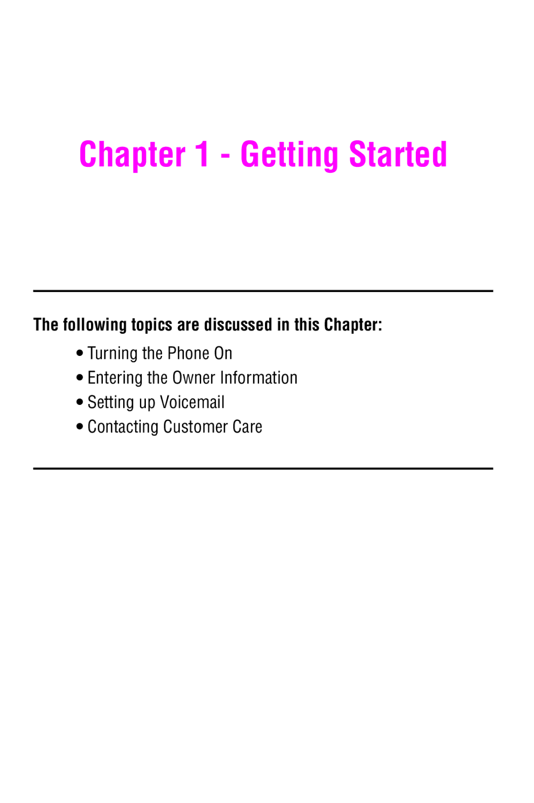 Samsung SCH-i700 Series manual Getting Started, Following topics are discussed in this Chapter 