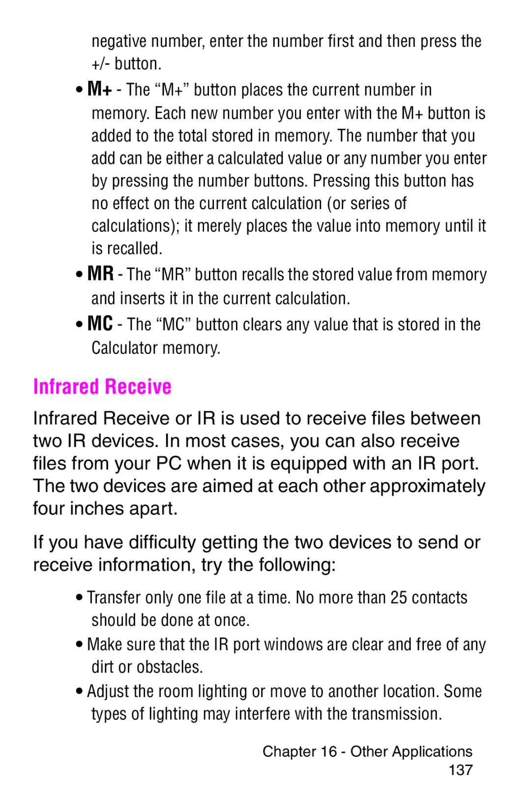 Samsung SCH-i700 Series manual Infrared Receive 