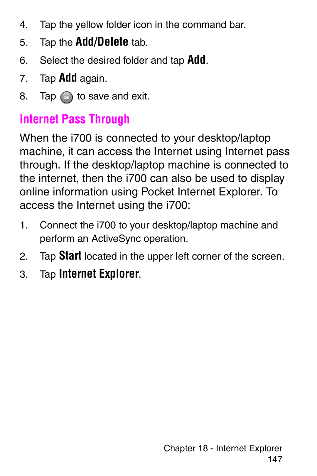 Samsung SCH-i700 Series manual Internet Pass Through 