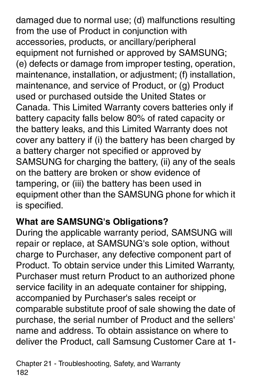 Samsung SCH-i700 Series manual What are SAMSUNGs Obligations? 