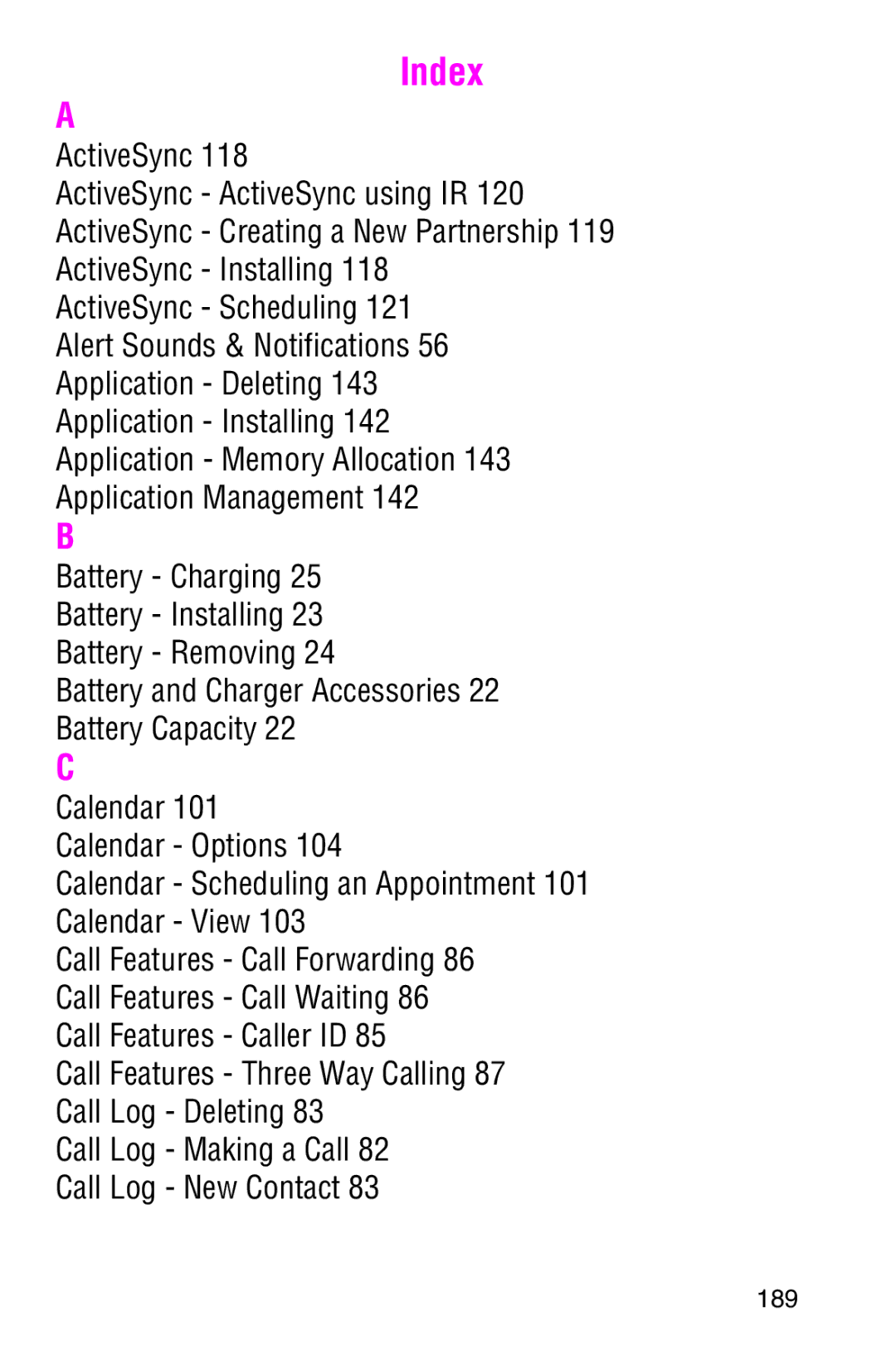 Samsung SCH-i700 Series manual Index 