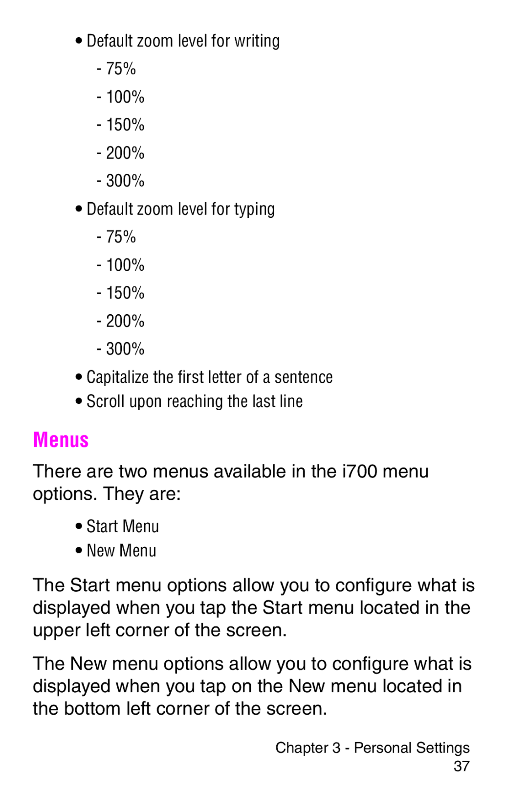 Samsung SCH-i700 Series manual Menus 