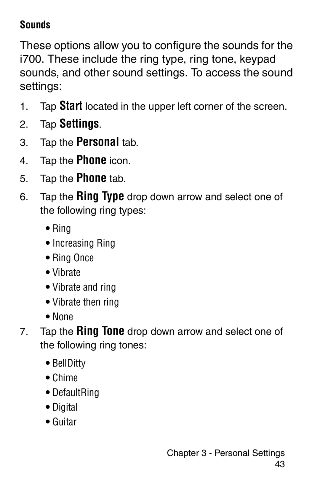 Samsung SCH-i700 Series manual Sounds 