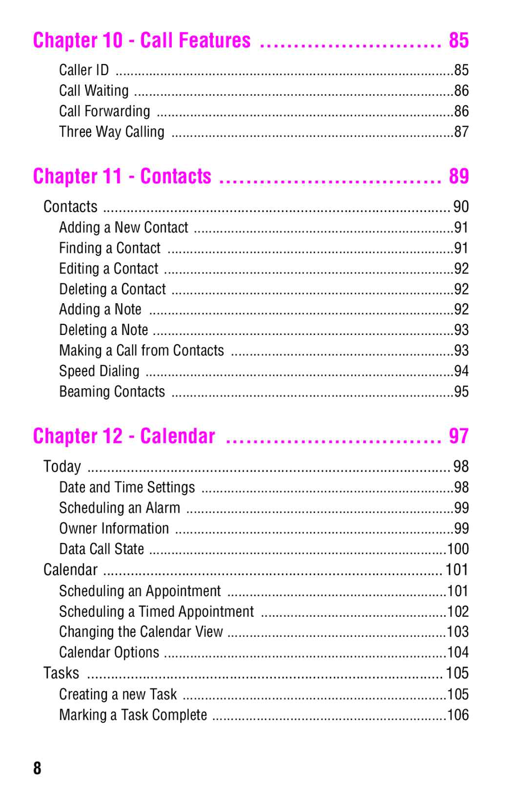 Samsung SCH-i700 Series manual Contacts, Calendar 