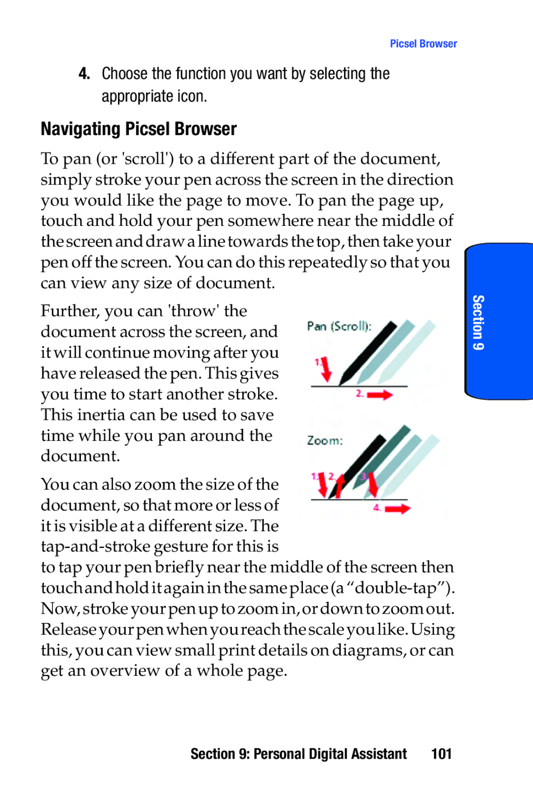 Samsung SCH-i730 manual Navigating Picsel Browser, 101 