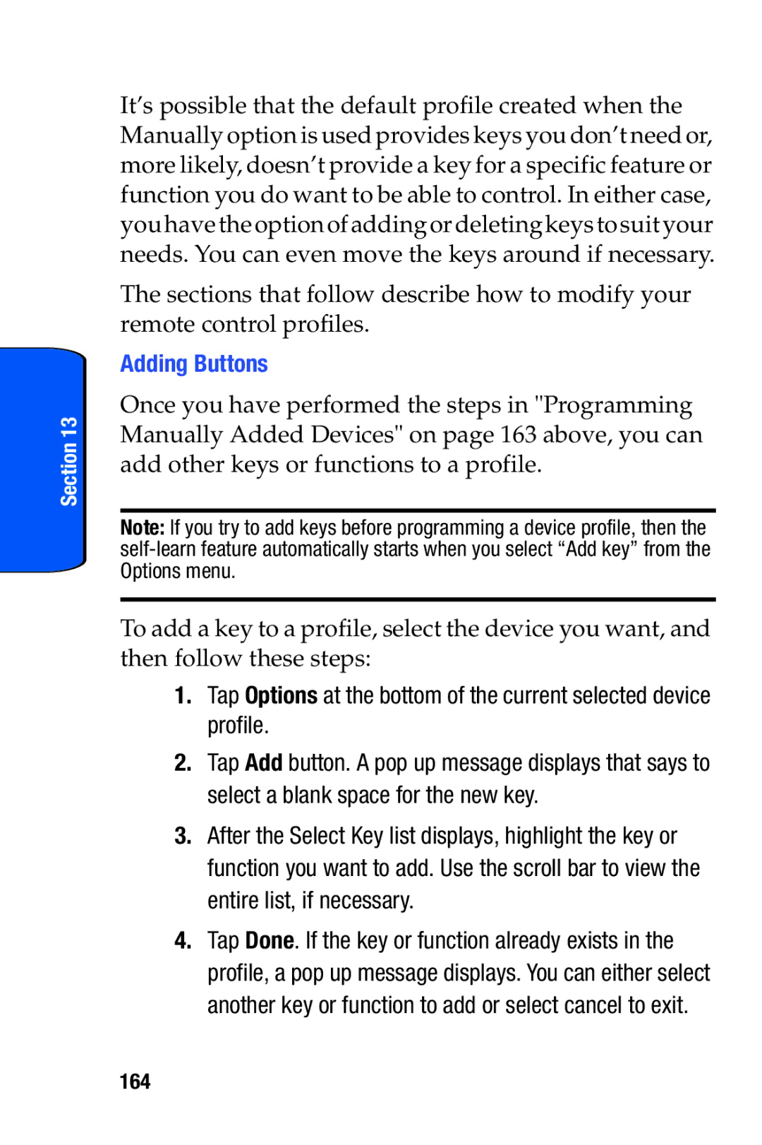 Samsung SCH-i730 manual Adding Buttons, 164 