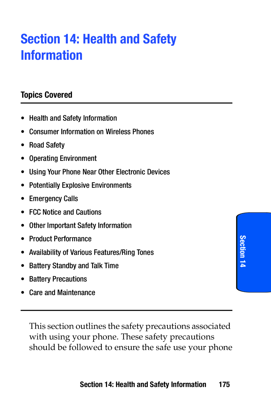 Samsung SCH-i730 manual Health and Safety Information, 175 