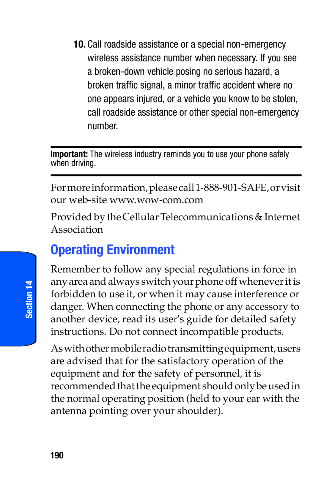 Samsung SCH-i730 manual Operating Environment, 190 