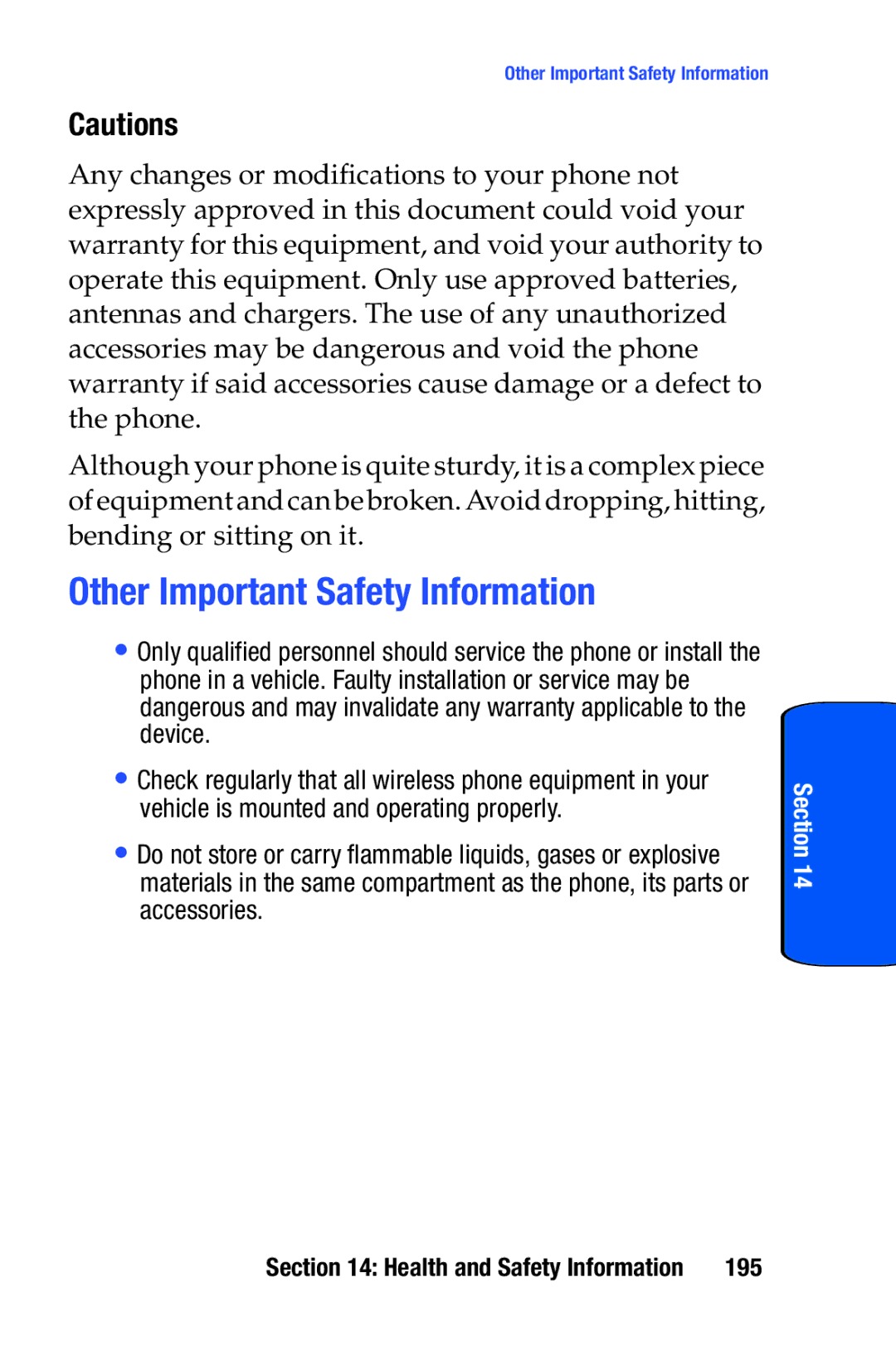 Samsung SCH-i730 manual Other Important Safety Information, 195 