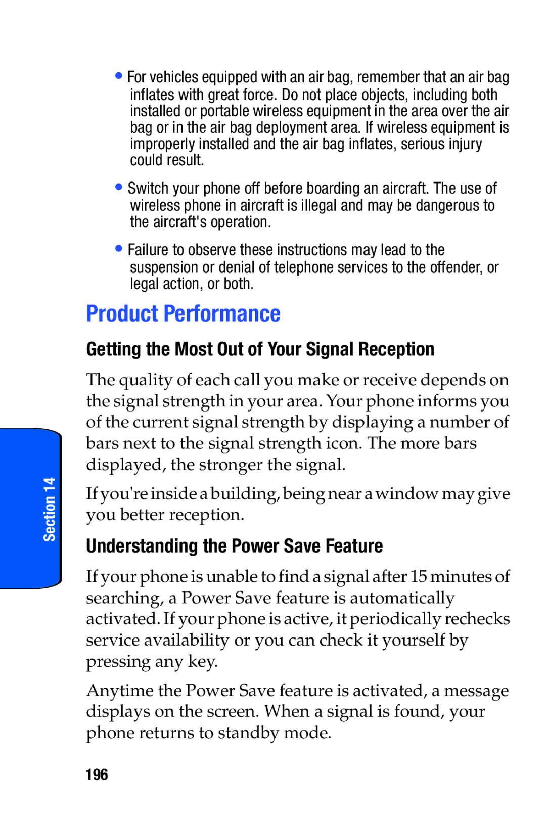 Samsung SCH-i730 Product Performance, Getting the Most Out of Your Signal Reception, Understanding the Power Save Feature 