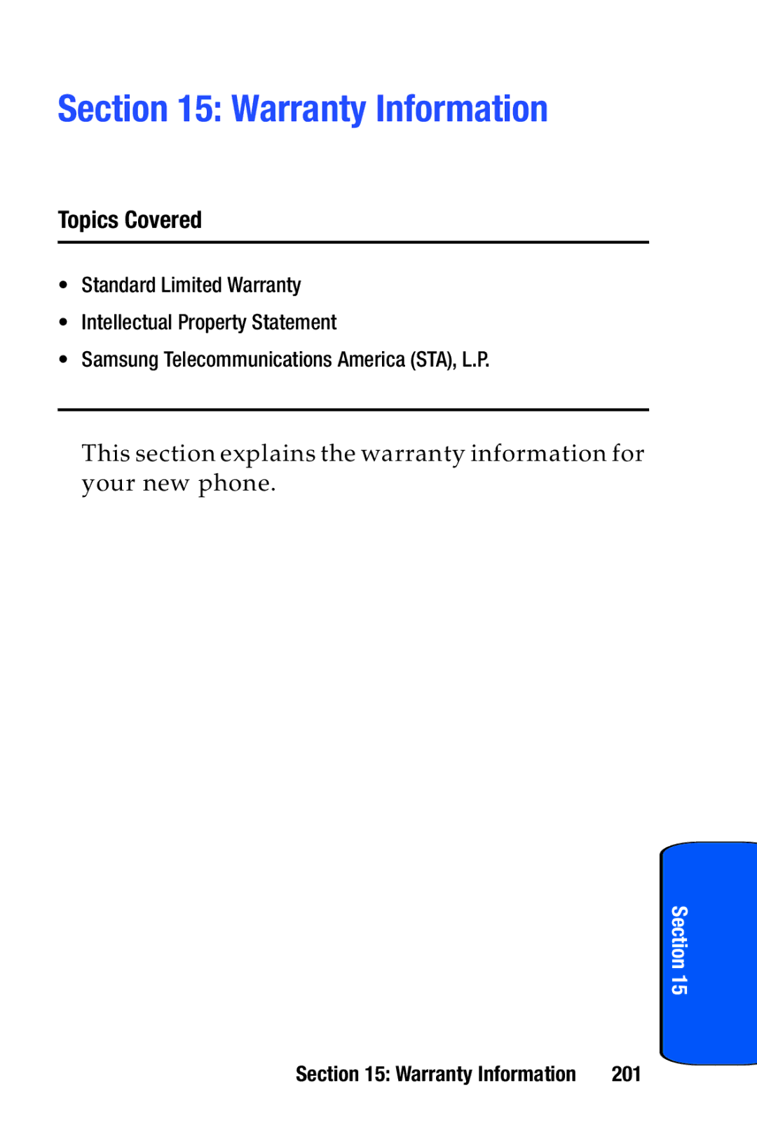 Samsung SCH-i730 manual Warranty Information, 201 