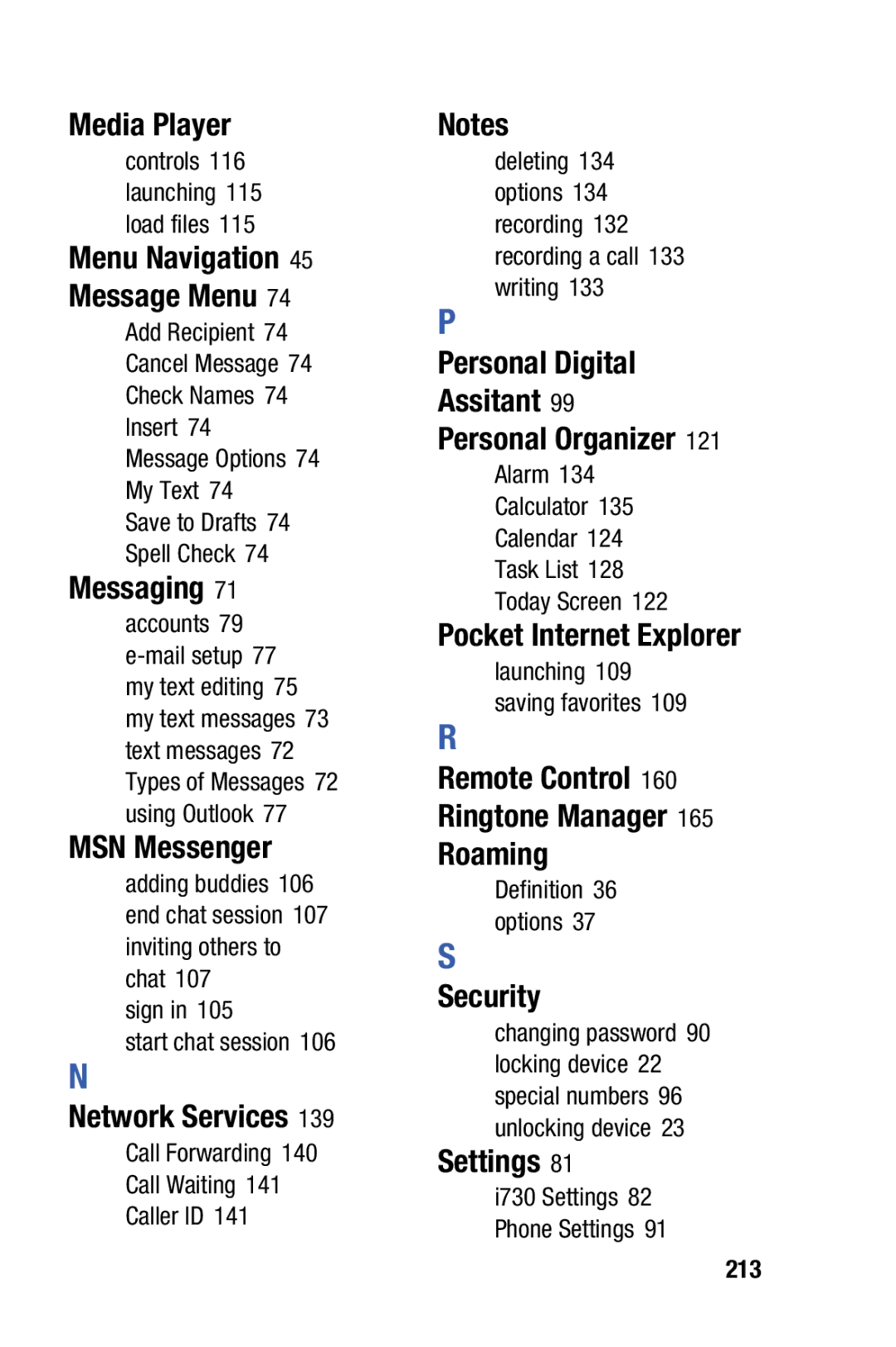 Samsung SCH-i730 Network Services, Personal Digital Assitant Personal Organizer, Remote Control Ringtone Manager Roaming 