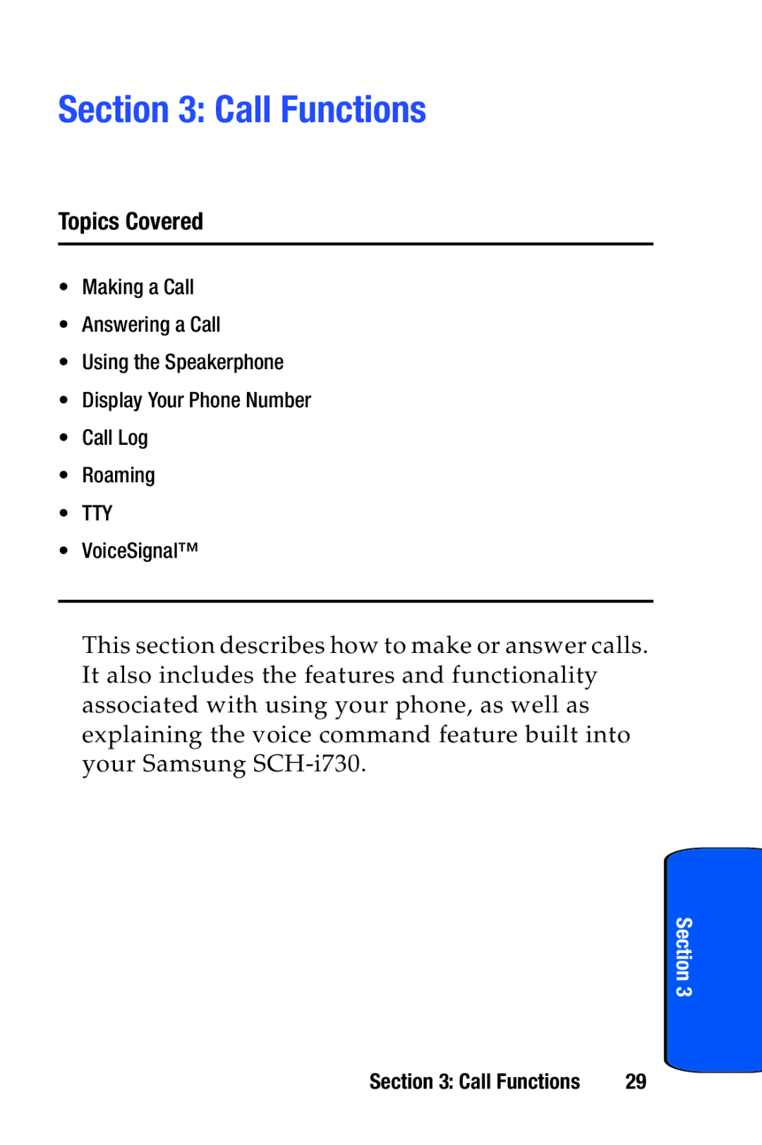 Samsung SCH-i730 manual Call Functions 