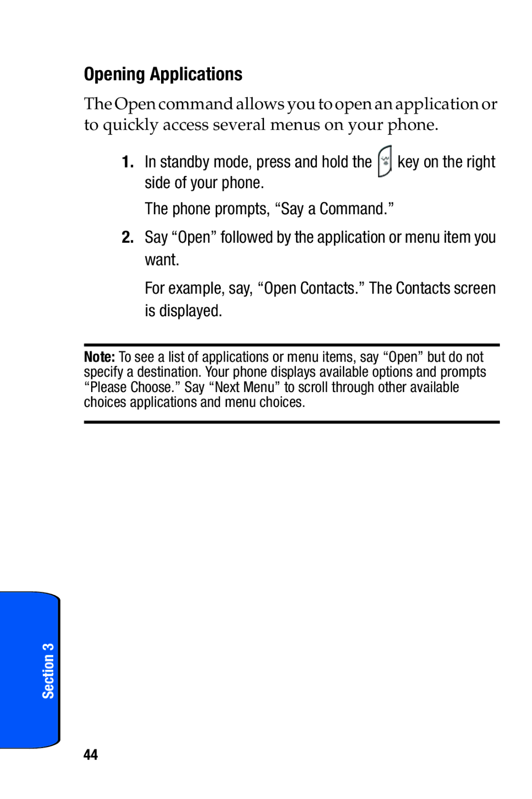 Samsung SCH-i730 manual Opening Applications 