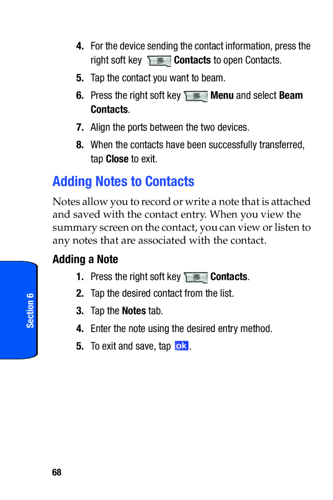 Samsung SCH-i730 manual Adding Notes to Contacts, Adding a Note 