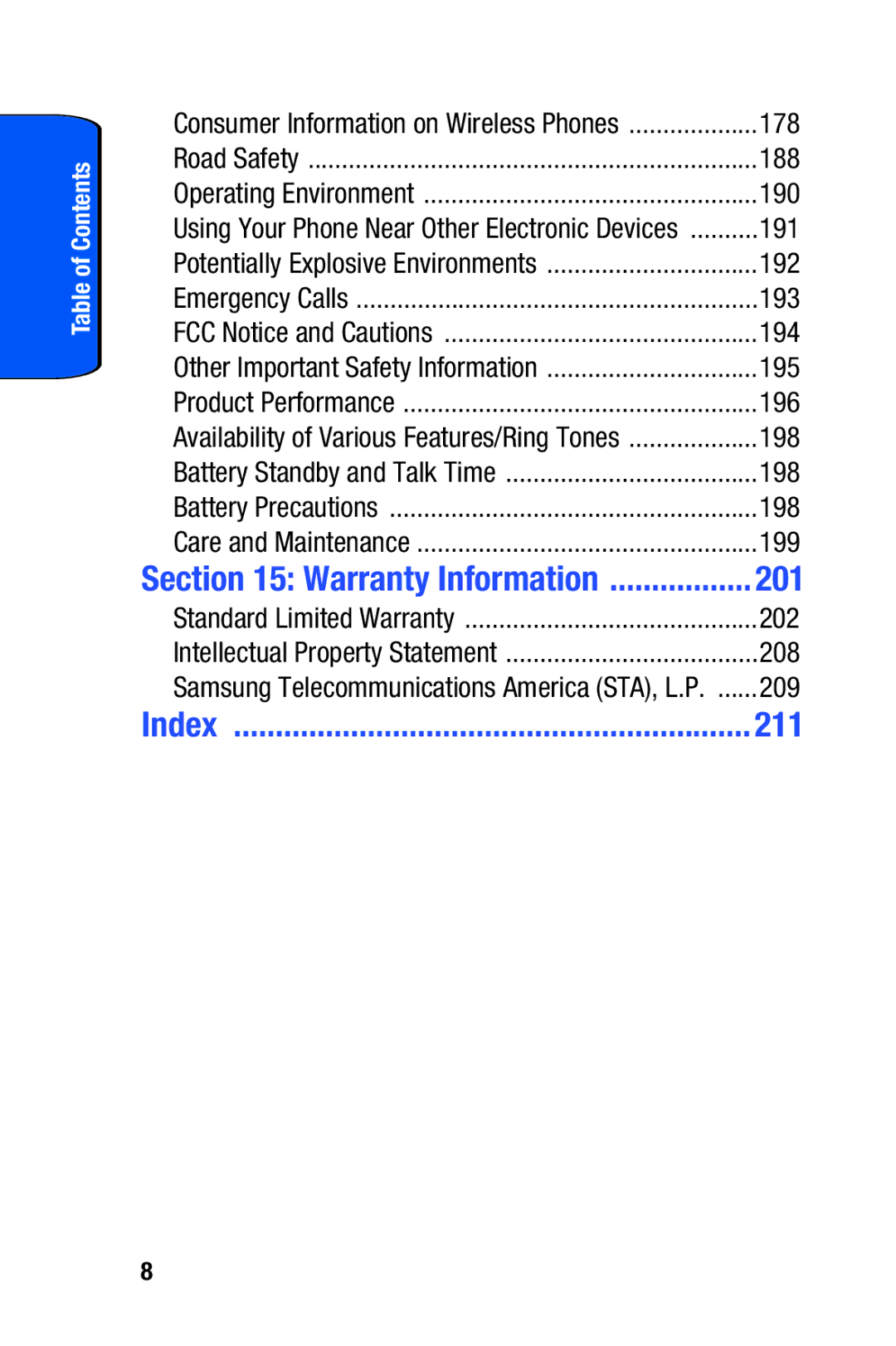 Samsung SCH-i730 manual Warranty Information, Index 