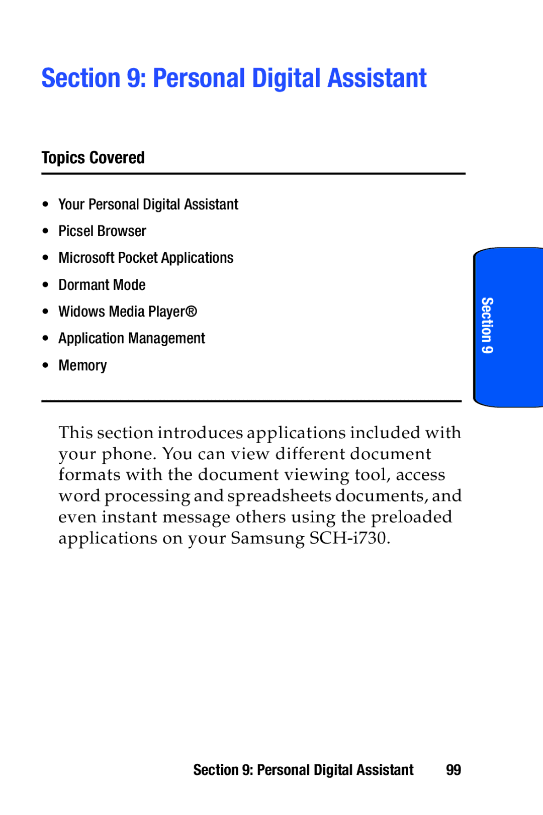 Samsung SCH-i730 manual Personal Digital Assistant 