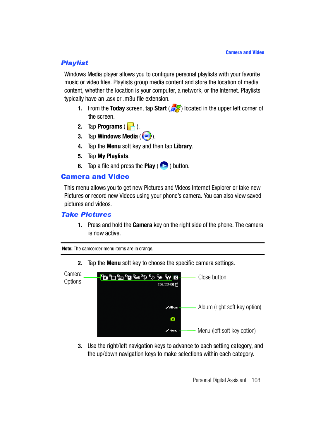 Samsung SCH-i760 user manual Camera and Video, Tap My Playlists, Take Pictures 